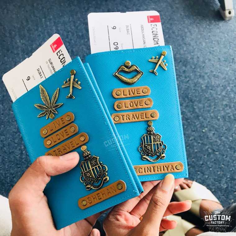 Cute Personalised Passport Cover with Names Unique Engraved Passport Holder